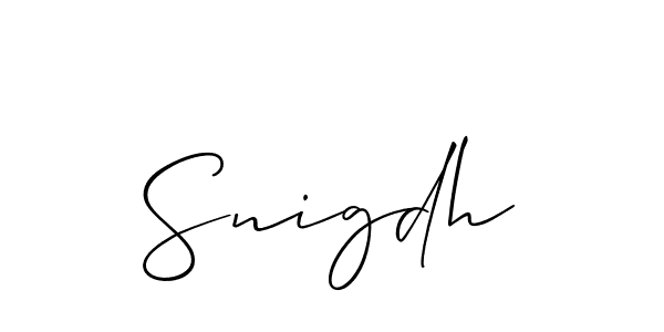 Create a beautiful signature design for name Snigdh. With this signature (Allison_Script) fonts, you can make a handwritten signature for free. Snigdh signature style 2 images and pictures png