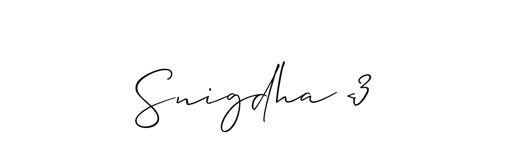 if you are searching for the best signature style for your name Snigdha <3. so please give up your signature search. here we have designed multiple signature styles  using Allison_Script. Snigdha <3 signature style 2 images and pictures png