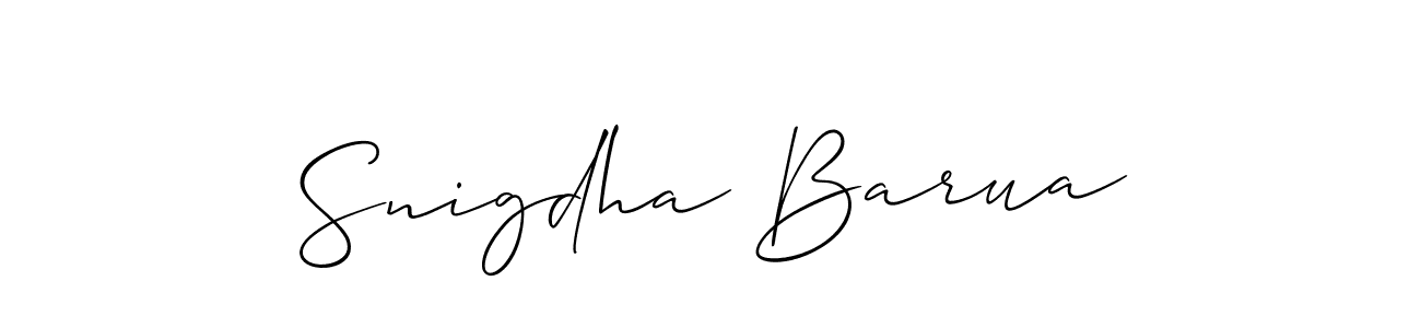 Make a beautiful signature design for name Snigdha Barua. With this signature (Allison_Script) style, you can create a handwritten signature for free. Snigdha Barua signature style 2 images and pictures png