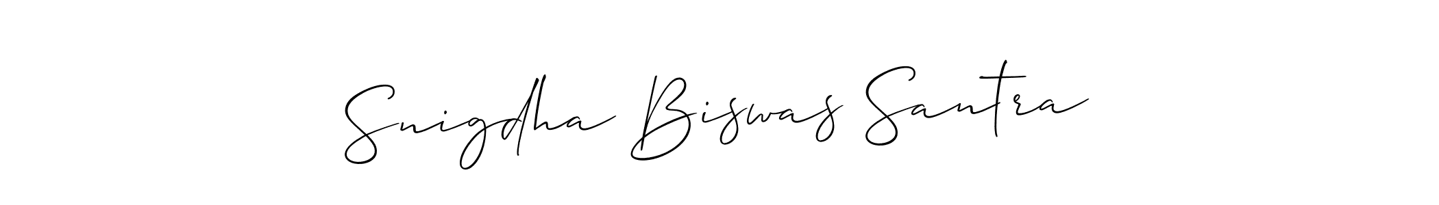 if you are searching for the best signature style for your name Snigdha Biswas Santra. so please give up your signature search. here we have designed multiple signature styles  using Allison_Script. Snigdha Biswas Santra signature style 2 images and pictures png