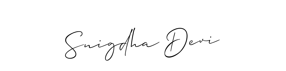 Make a short Snigdha Devi signature style. Manage your documents anywhere anytime using Allison_Script. Create and add eSignatures, submit forms, share and send files easily. Snigdha Devi signature style 2 images and pictures png