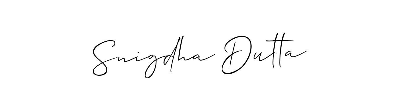 This is the best signature style for the Snigdha Dutta name. Also you like these signature font (Allison_Script). Mix name signature. Snigdha Dutta signature style 2 images and pictures png