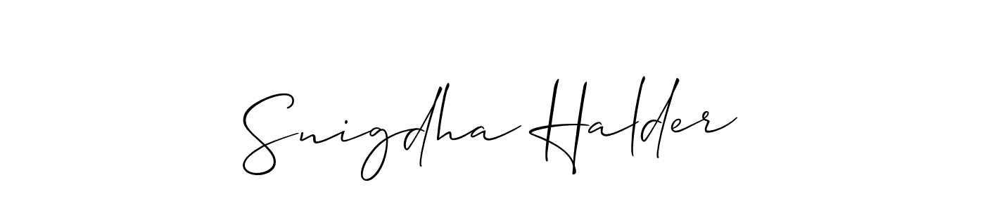 Use a signature maker to create a handwritten signature online. With this signature software, you can design (Allison_Script) your own signature for name Snigdha Halder. Snigdha Halder signature style 2 images and pictures png