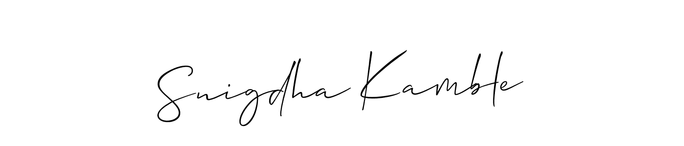Use a signature maker to create a handwritten signature online. With this signature software, you can design (Allison_Script) your own signature for name Snigdha Kamble. Snigdha Kamble signature style 2 images and pictures png