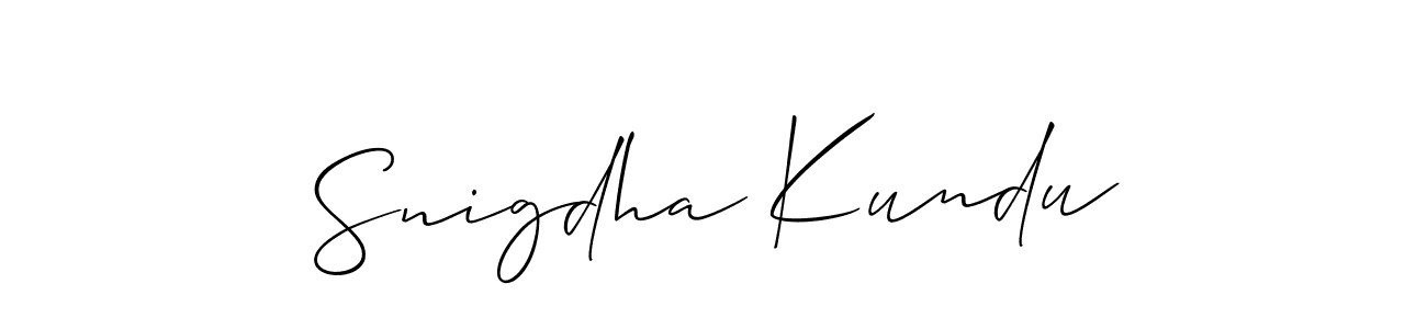 if you are searching for the best signature style for your name Snigdha Kundu. so please give up your signature search. here we have designed multiple signature styles  using Allison_Script. Snigdha Kundu signature style 2 images and pictures png