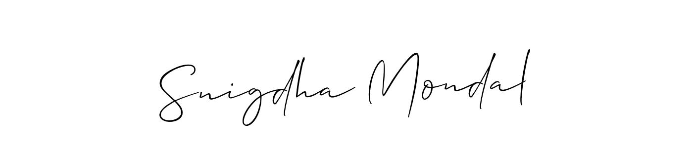 Use a signature maker to create a handwritten signature online. With this signature software, you can design (Allison_Script) your own signature for name Snigdha Mondal. Snigdha Mondal signature style 2 images and pictures png