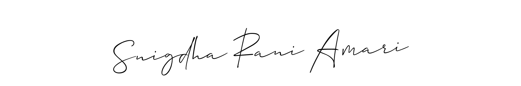 Make a short Snigdha Rani Amari signature style. Manage your documents anywhere anytime using Allison_Script. Create and add eSignatures, submit forms, share and send files easily. Snigdha Rani Amari signature style 2 images and pictures png
