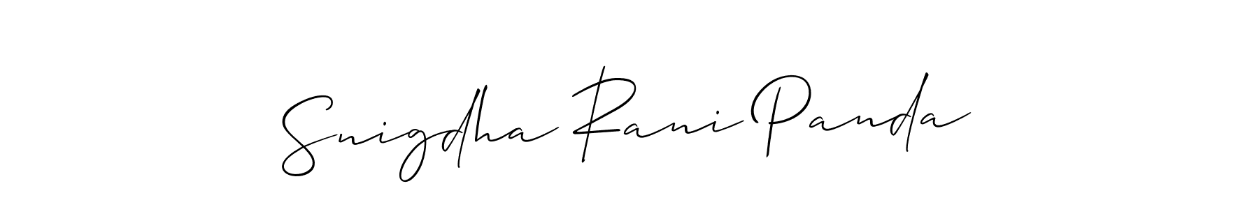 It looks lik you need a new signature style for name Snigdha Rani Panda. Design unique handwritten (Allison_Script) signature with our free signature maker in just a few clicks. Snigdha Rani Panda signature style 2 images and pictures png