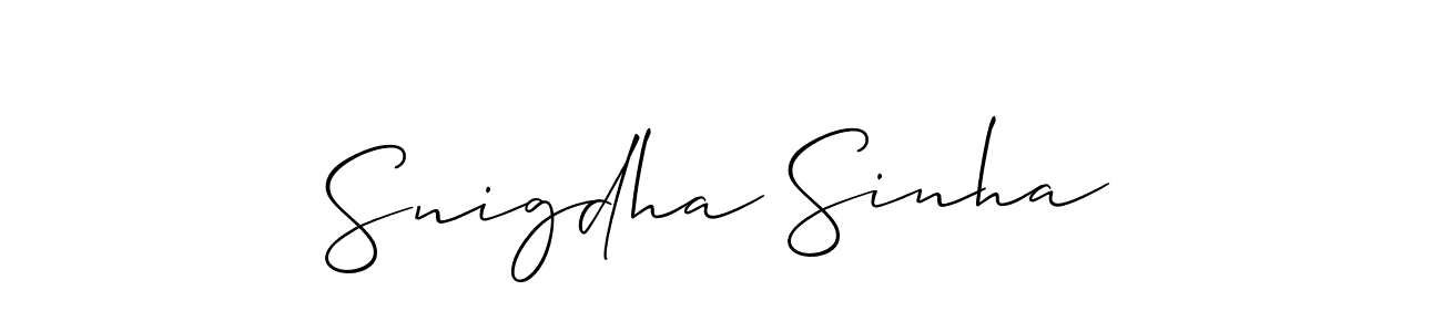 Make a beautiful signature design for name Snigdha Sinha. With this signature (Allison_Script) style, you can create a handwritten signature for free. Snigdha Sinha signature style 2 images and pictures png