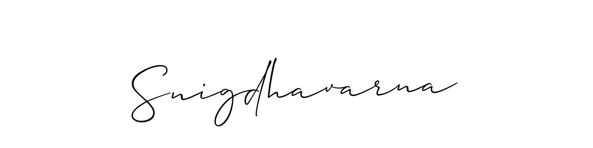 How to make Snigdhavarna name signature. Use Allison_Script style for creating short signs online. This is the latest handwritten sign. Snigdhavarna signature style 2 images and pictures png