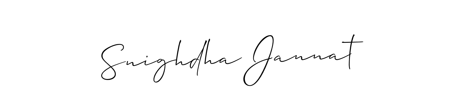 How to make Snighdha Jannat signature? Allison_Script is a professional autograph style. Create handwritten signature for Snighdha Jannat name. Snighdha Jannat signature style 2 images and pictures png
