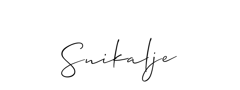 Make a beautiful signature design for name Snikalje. With this signature (Allison_Script) style, you can create a handwritten signature for free. Snikalje signature style 2 images and pictures png