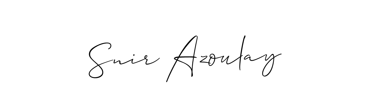 Make a short Snir Azoulay signature style. Manage your documents anywhere anytime using Allison_Script. Create and add eSignatures, submit forms, share and send files easily. Snir Azoulay signature style 2 images and pictures png