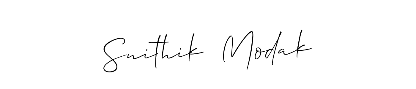 How to make Snithik  Modak name signature. Use Allison_Script style for creating short signs online. This is the latest handwritten sign. Snithik  Modak signature style 2 images and pictures png