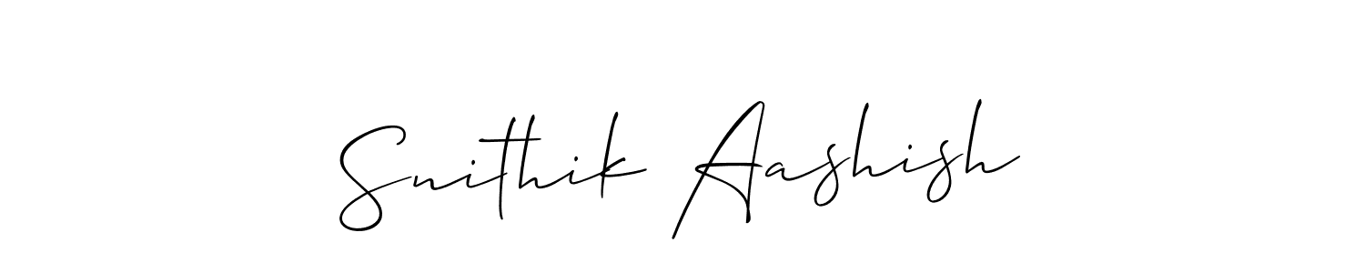 Make a short Snithik Aashish signature style. Manage your documents anywhere anytime using Allison_Script. Create and add eSignatures, submit forms, share and send files easily. Snithik Aashish signature style 2 images and pictures png
