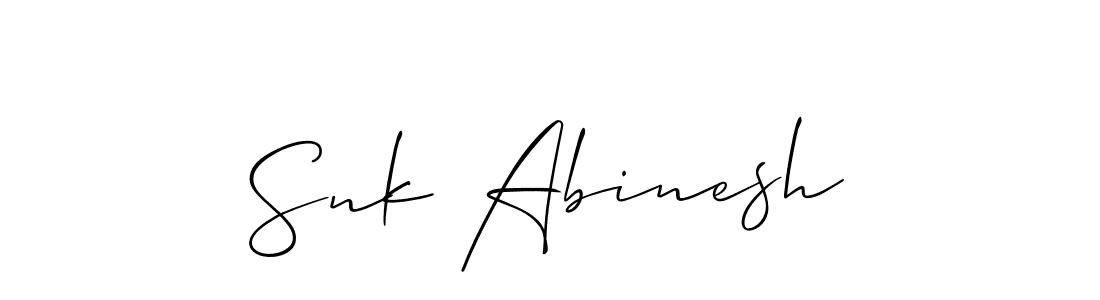 The best way (Allison_Script) to make a short signature is to pick only two or three words in your name. The name Snk Abinesh include a total of six letters. For converting this name. Snk Abinesh signature style 2 images and pictures png