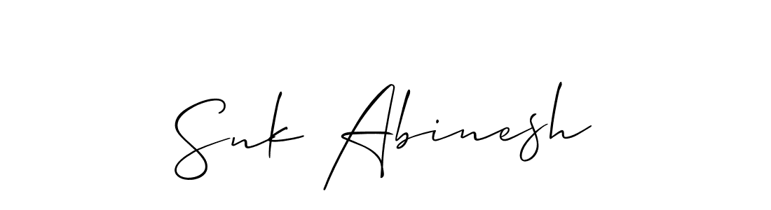 Use a signature maker to create a handwritten signature online. With this signature software, you can design (Allison_Script) your own signature for name Snk Abinesh. Snk Abinesh signature style 2 images and pictures png