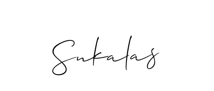 Design your own signature with our free online signature maker. With this signature software, you can create a handwritten (Allison_Script) signature for name Snkalas. Snkalas signature style 2 images and pictures png