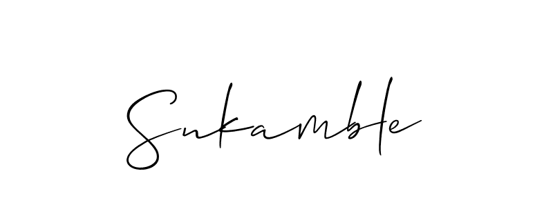 You should practise on your own different ways (Allison_Script) to write your name (Snkamble) in signature. don't let someone else do it for you. Snkamble signature style 2 images and pictures png