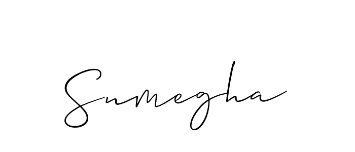 Snmegha stylish signature style. Best Handwritten Sign (Allison_Script) for my name. Handwritten Signature Collection Ideas for my name Snmegha. Snmegha signature style 2 images and pictures png