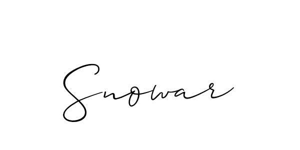 It looks lik you need a new signature style for name Snowar. Design unique handwritten (Allison_Script) signature with our free signature maker in just a few clicks. Snowar signature style 2 images and pictures png