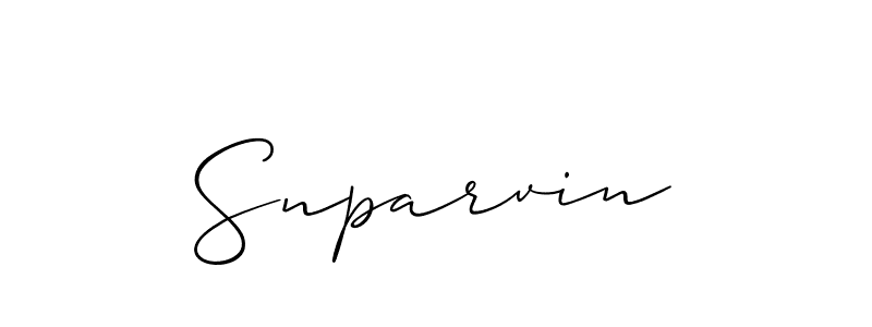 Make a beautiful signature design for name Snparvin. With this signature (Allison_Script) style, you can create a handwritten signature for free. Snparvin signature style 2 images and pictures png