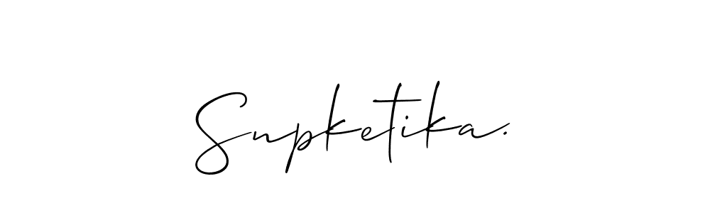 Use a signature maker to create a handwritten signature online. With this signature software, you can design (Allison_Script) your own signature for name Snpketika.. Snpketika. signature style 2 images and pictures png