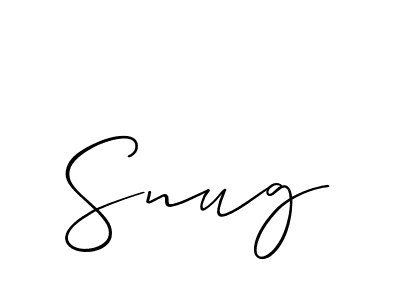 Make a beautiful signature design for name Snug. With this signature (Allison_Script) style, you can create a handwritten signature for free. Snug signature style 2 images and pictures png