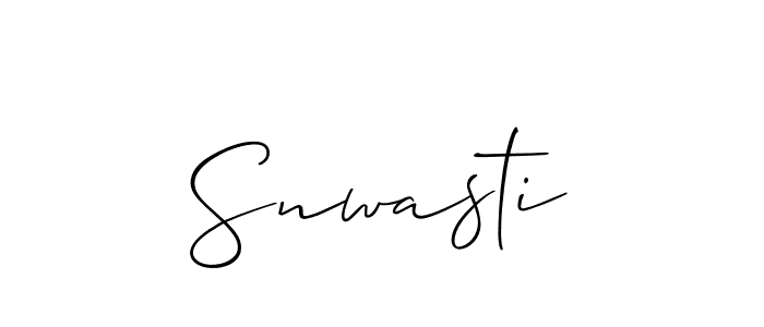 The best way (Allison_Script) to make a short signature is to pick only two or three words in your name. The name Snwasti include a total of six letters. For converting this name. Snwasti signature style 2 images and pictures png