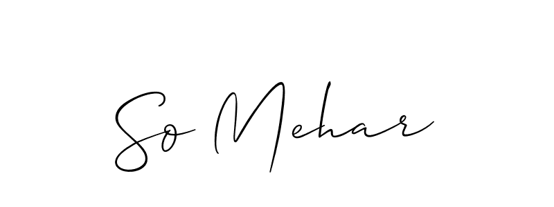 How to make So Mehar name signature. Use Allison_Script style for creating short signs online. This is the latest handwritten sign. So Mehar signature style 2 images and pictures png