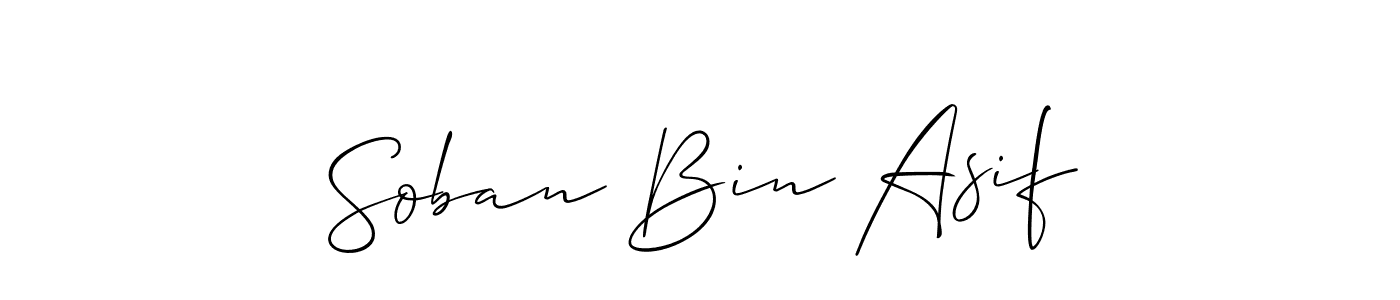 Also You can easily find your signature by using the search form. We will create Soban Bin Asif name handwritten signature images for you free of cost using Allison_Script sign style. Soban Bin Asif signature style 2 images and pictures png
