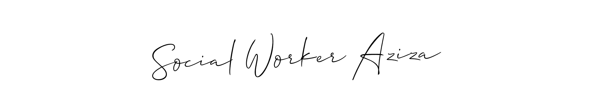 Social Worker Aziza stylish signature style. Best Handwritten Sign (Allison_Script) for my name. Handwritten Signature Collection Ideas for my name Social Worker Aziza. Social Worker Aziza signature style 2 images and pictures png