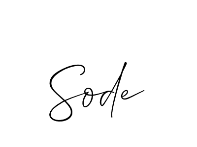Make a beautiful signature design for name Sode. With this signature (Allison_Script) style, you can create a handwritten signature for free. Sode signature style 2 images and pictures png