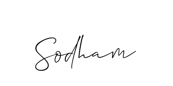 Use a signature maker to create a handwritten signature online. With this signature software, you can design (Allison_Script) your own signature for name Sodham. Sodham signature style 2 images and pictures png