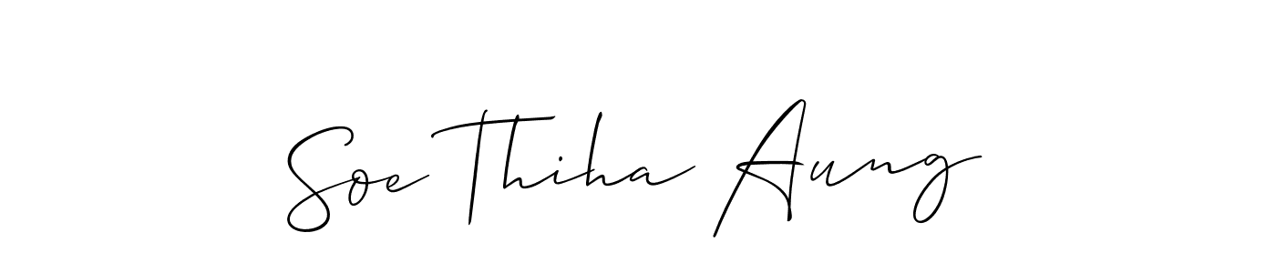 How to make Soe Thiha Aung name signature. Use Allison_Script style for creating short signs online. This is the latest handwritten sign. Soe Thiha Aung signature style 2 images and pictures png