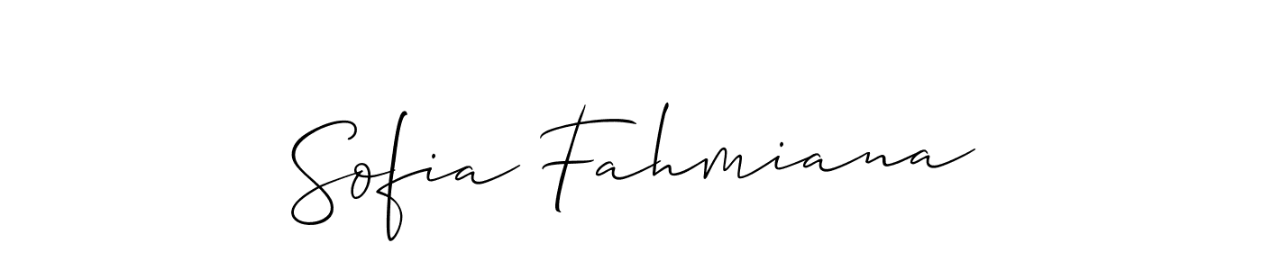 Use a signature maker to create a handwritten signature online. With this signature software, you can design (Allison_Script) your own signature for name Sofia Fahmiana. Sofia Fahmiana signature style 2 images and pictures png