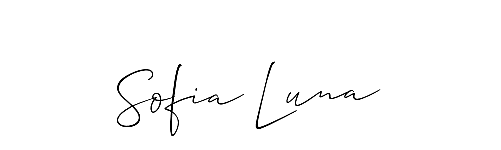 The best way (Allison_Script) to make a short signature is to pick only two or three words in your name. The name Sofia Luna include a total of six letters. For converting this name. Sofia Luna signature style 2 images and pictures png