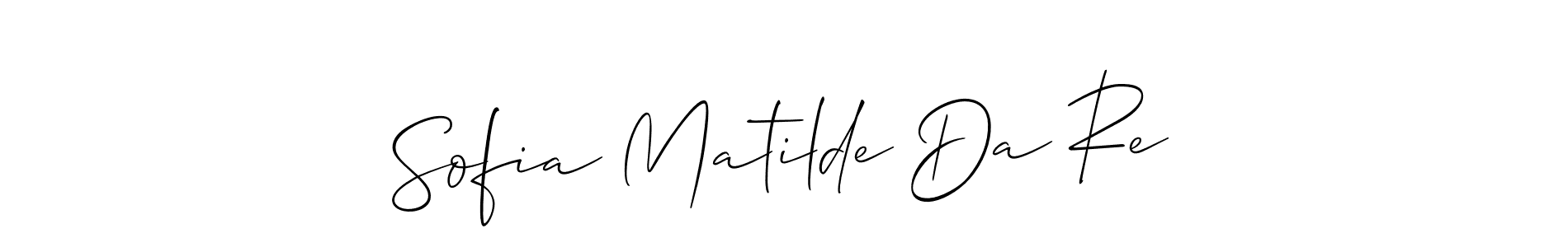 The best way (Allison_Script) to make a short signature is to pick only two or three words in your name. The name Sofia Matilde Da Re include a total of six letters. For converting this name. Sofia Matilde Da Re signature style 2 images and pictures png