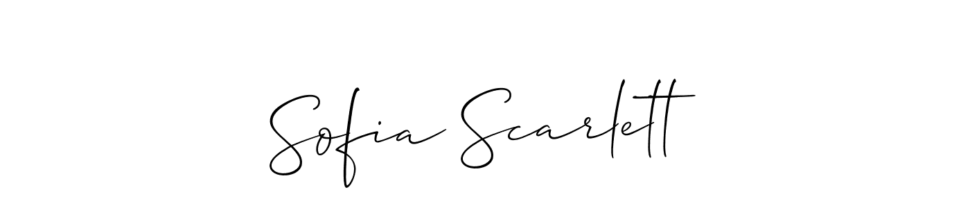 The best way (Allison_Script) to make a short signature is to pick only two or three words in your name. The name Sofia Scarlett include a total of six letters. For converting this name. Sofia Scarlett signature style 2 images and pictures png