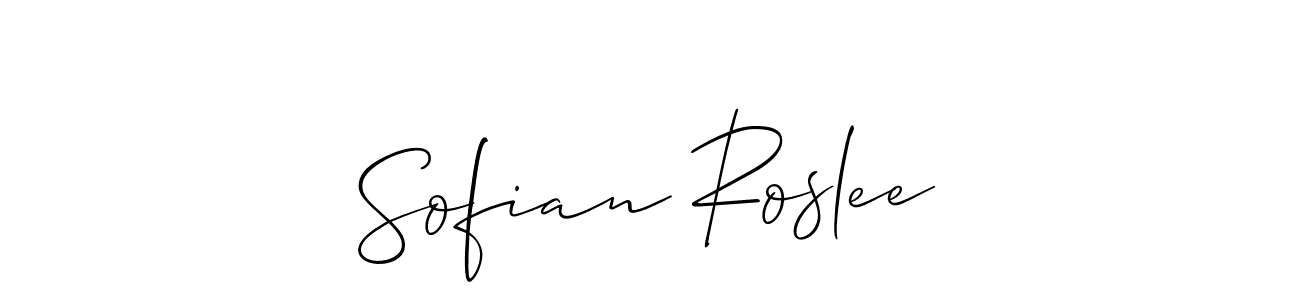 How to make Sofian Roslee name signature. Use Allison_Script style for creating short signs online. This is the latest handwritten sign. Sofian Roslee signature style 2 images and pictures png