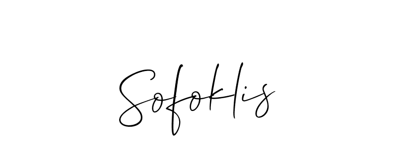 Use a signature maker to create a handwritten signature online. With this signature software, you can design (Allison_Script) your own signature for name Sofoklis. Sofoklis signature style 2 images and pictures png