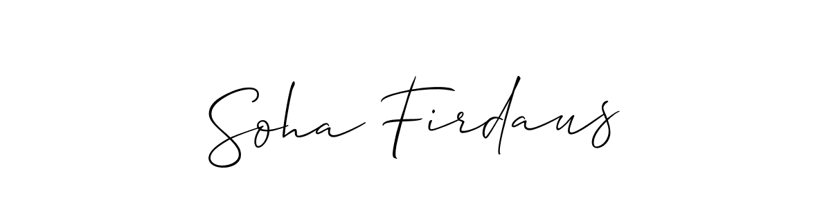 Similarly Allison_Script is the best handwritten signature design. Signature creator online .You can use it as an online autograph creator for name Soha Firdaus. Soha Firdaus signature style 2 images and pictures png