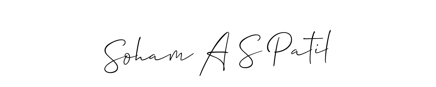 How to make Soham A S Patil signature? Allison_Script is a professional autograph style. Create handwritten signature for Soham A S Patil name. Soham A S Patil signature style 2 images and pictures png