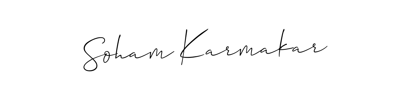 You should practise on your own different ways (Allison_Script) to write your name (Soham Karmakar) in signature. don't let someone else do it for you. Soham Karmakar signature style 2 images and pictures png