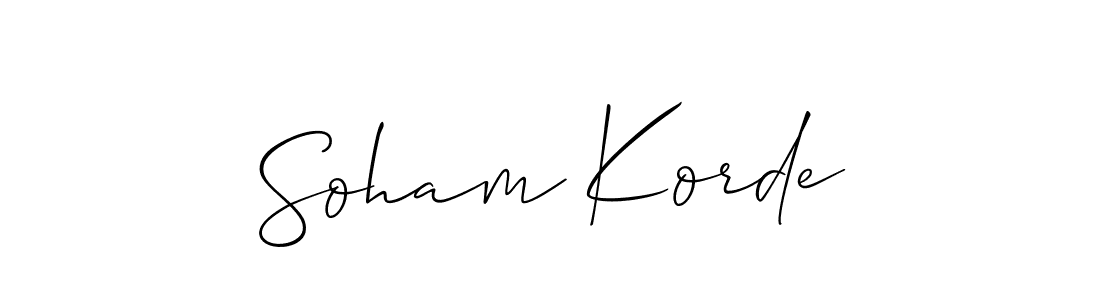 Design your own signature with our free online signature maker. With this signature software, you can create a handwritten (Allison_Script) signature for name Soham Korde. Soham Korde signature style 2 images and pictures png