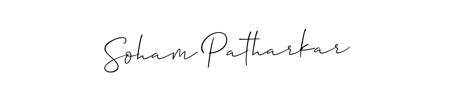 Use a signature maker to create a handwritten signature online. With this signature software, you can design (Allison_Script) your own signature for name Soham Patharkar. Soham Patharkar signature style 2 images and pictures png