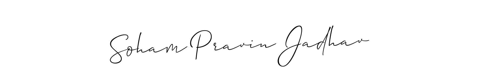 The best way (Allison_Script) to make a short signature is to pick only two or three words in your name. The name Soham Pravin Jadhav include a total of six letters. For converting this name. Soham Pravin Jadhav signature style 2 images and pictures png