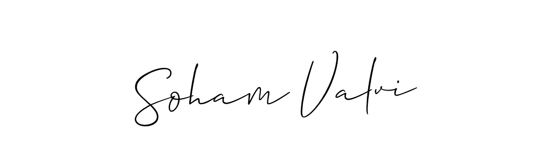 How to make Soham Valvi name signature. Use Allison_Script style for creating short signs online. This is the latest handwritten sign. Soham Valvi signature style 2 images and pictures png