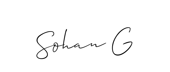 How to make Sohan G name signature. Use Allison_Script style for creating short signs online. This is the latest handwritten sign. Sohan G signature style 2 images and pictures png