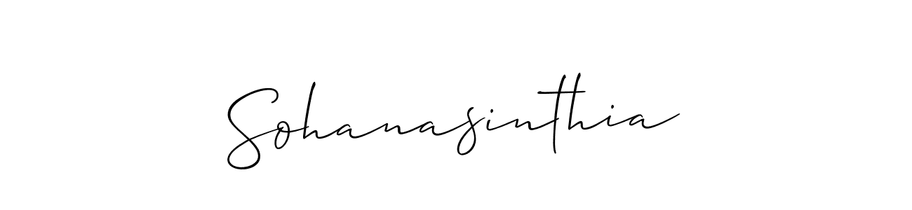 Create a beautiful signature design for name Sohanasinthia. With this signature (Allison_Script) fonts, you can make a handwritten signature for free. Sohanasinthia signature style 2 images and pictures png